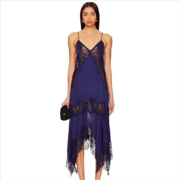NWOT Free People Sunsetter Maxi Slip Dress Midnight Rain - Picture 1 of 9